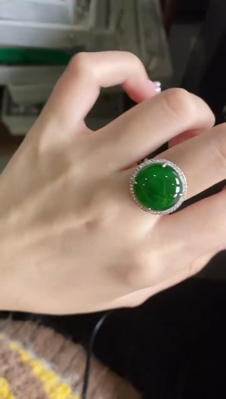【闪购商品】翡翠戒指银S925镶嵌51151