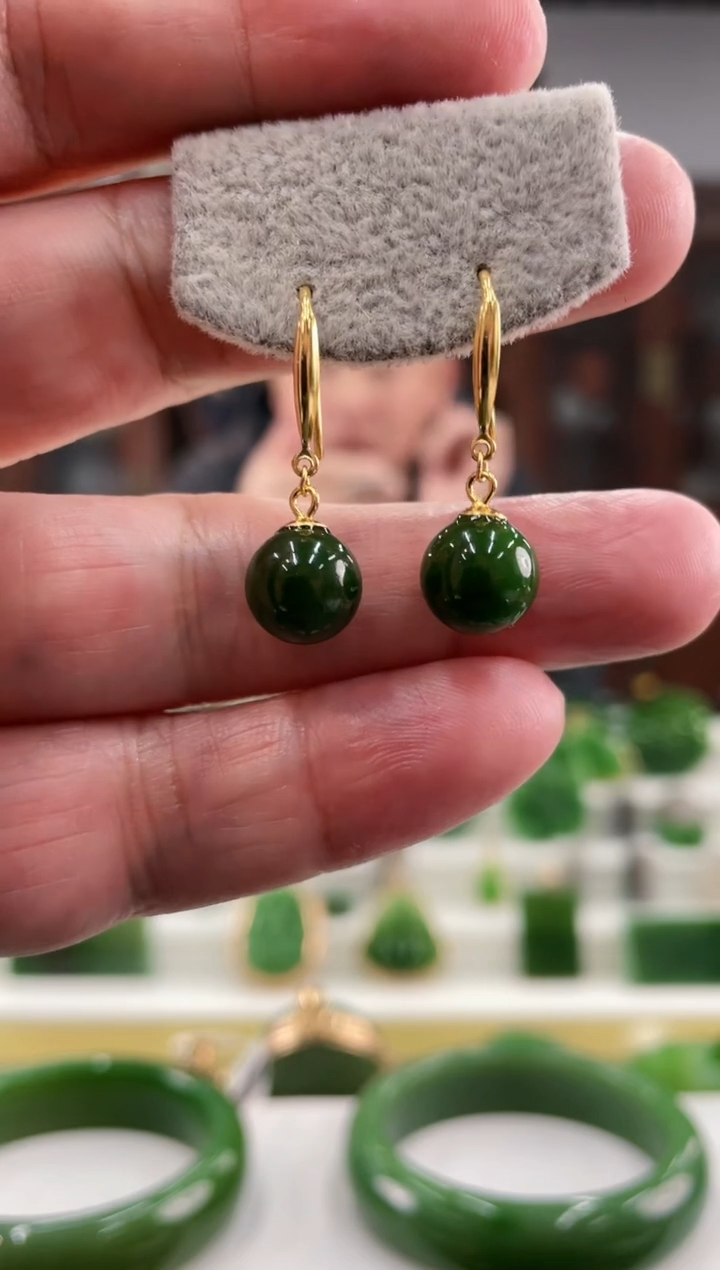 【闪购商品】和田玉耳钩银S925镶嵌经典耳钩