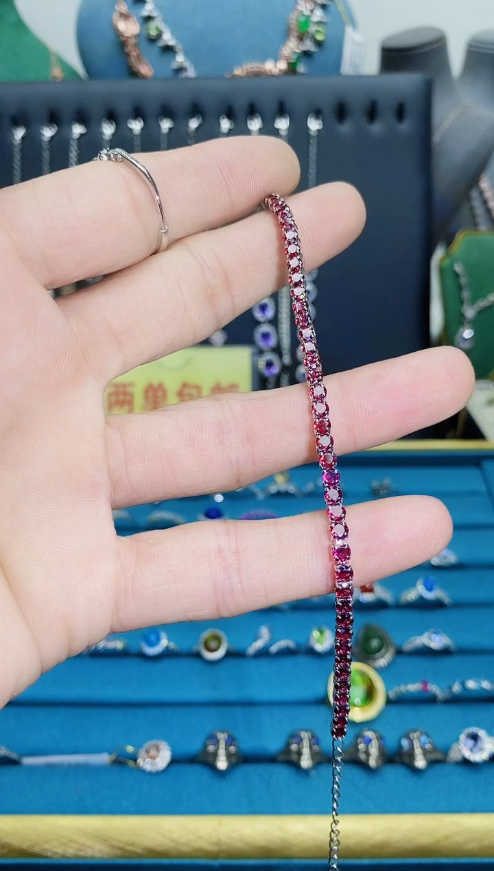 【闪购商品】石榴石手链银S925镶嵌1121