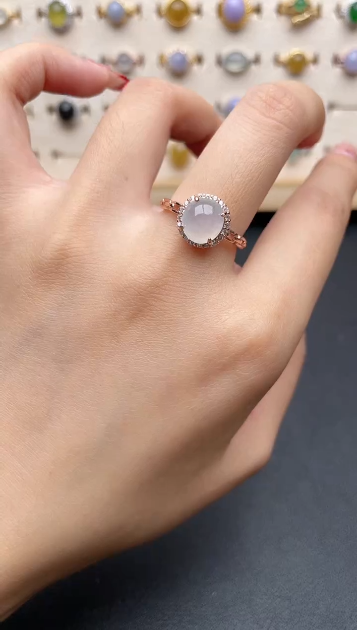 【闪购商品】翡翠戒指银S925镶嵌一物一证一礼盒