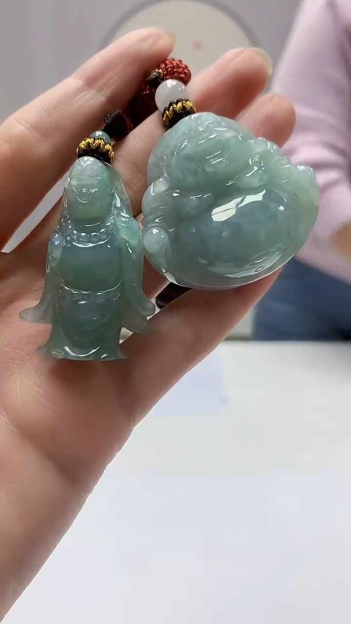 【闪购商品】定制翡翠未镶嵌4902zm-毛货一对挂件109