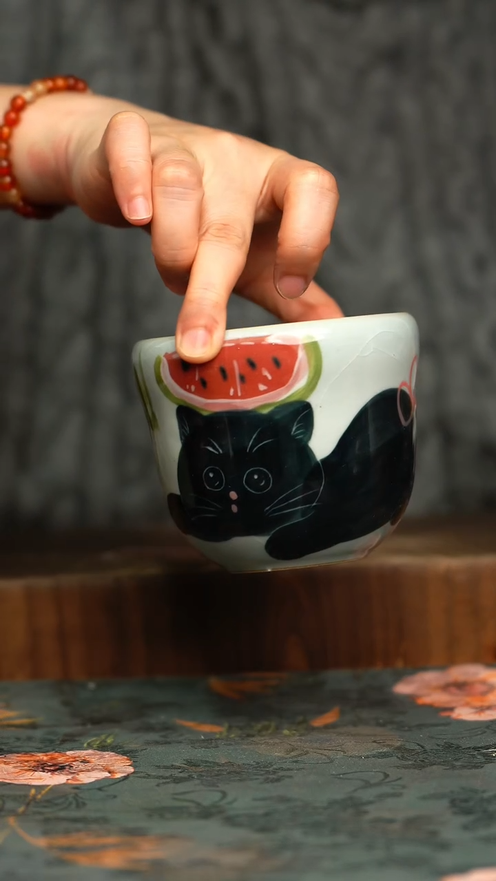 杯釉下彩手工手绘同款陶器