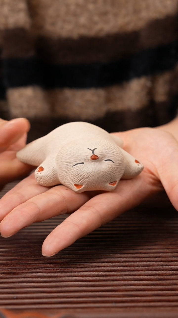 【闪购商品】紫砂茶宠小躺猫，