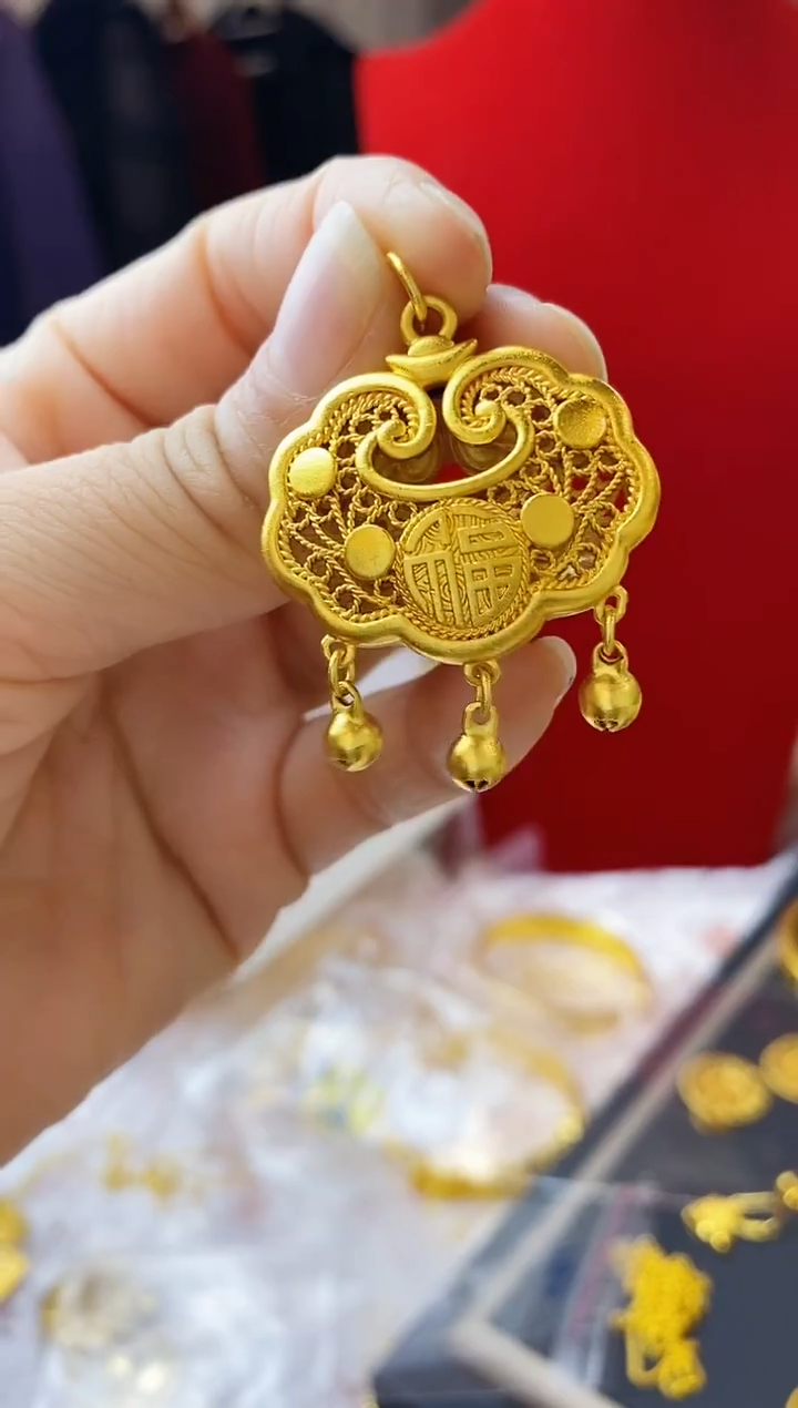 合金无026福字铃铛锁吊坠