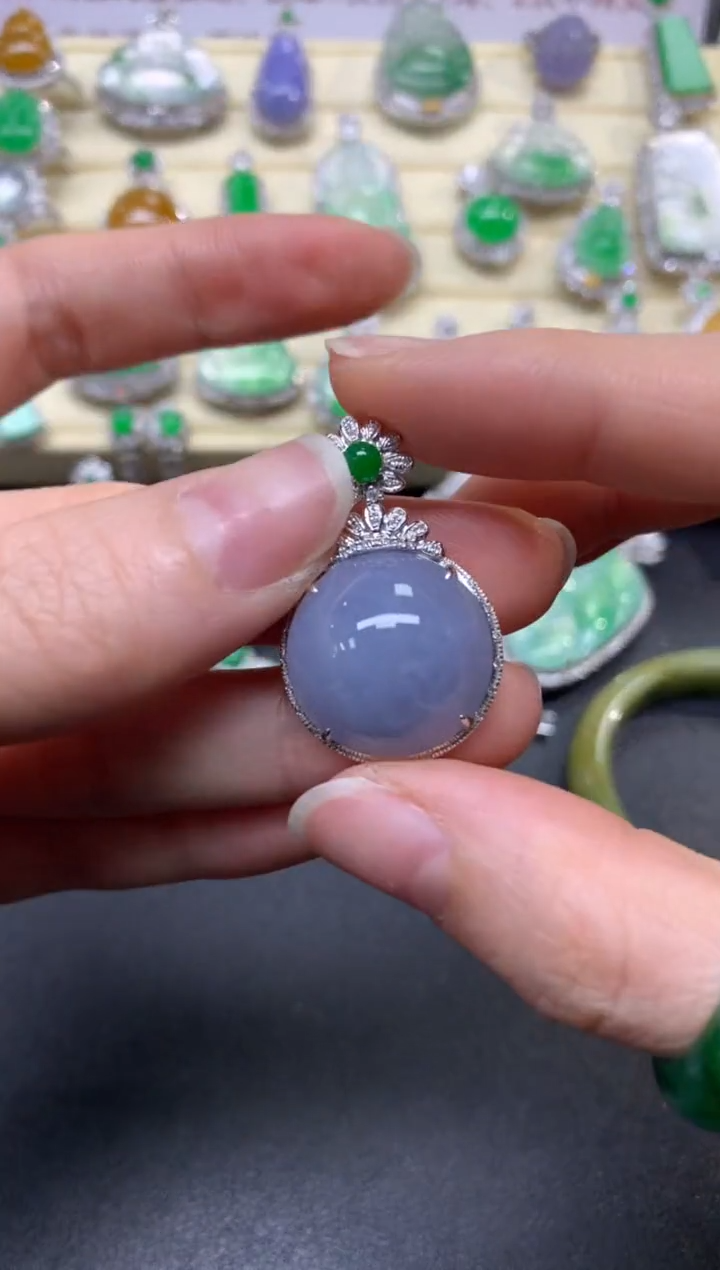 翡翠18K金镶嵌吊坠(不含链)吊坠|3500+350