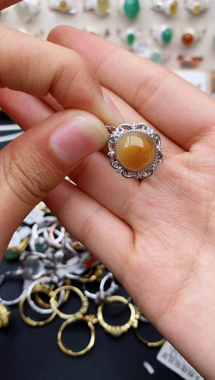 【闪购商品】翡翠戒指银S925镶嵌缅甸翡翠