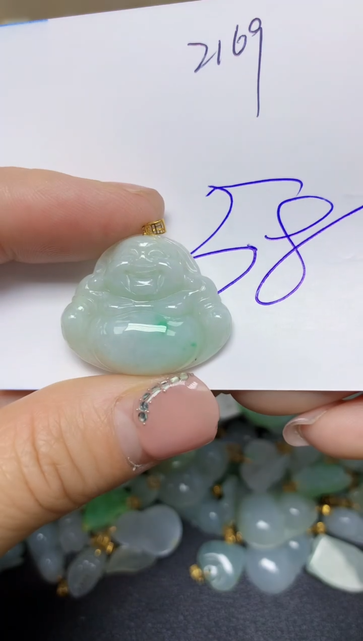 【闪购商品】翡翠挂件18K金镶嵌 天然翡翠A货