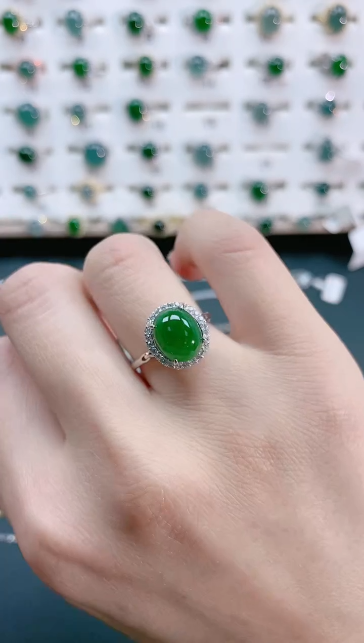 【闪购商品】翡翠戒指银S925镶嵌天然翡翠
