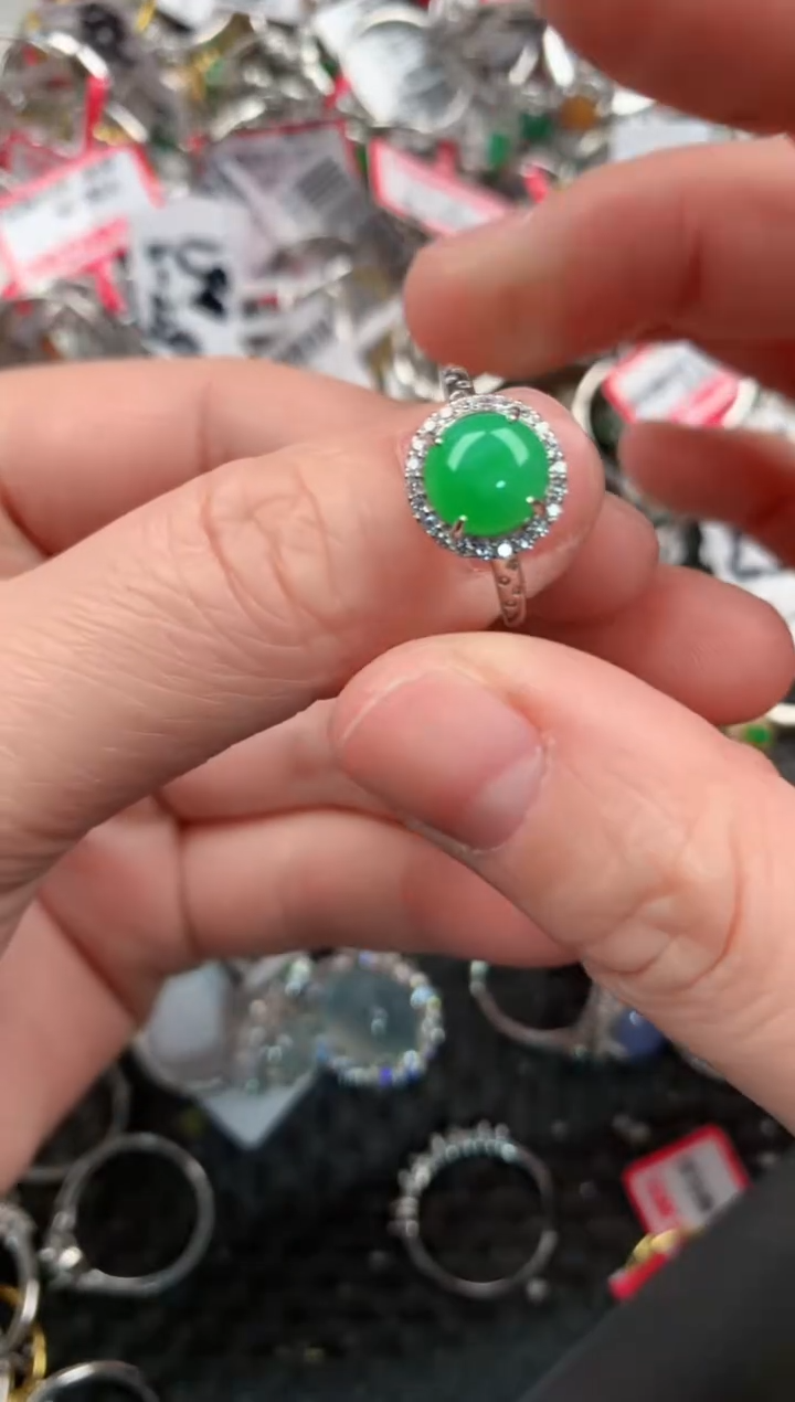 银S925镶嵌戒指翡翠999   8