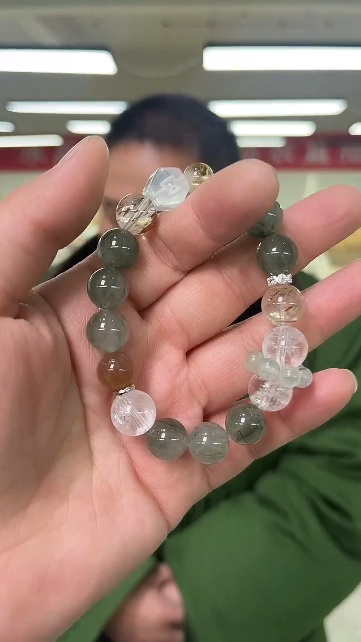 【闪购商品】发晶手链未镶嵌天然DIY绿发晶手串多样性发一11mm