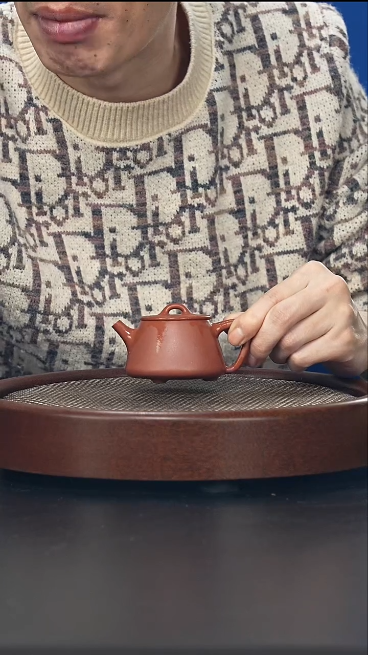 茶壶紫砂小高瓢-老红泥-全手工微微瑕-容量110cc