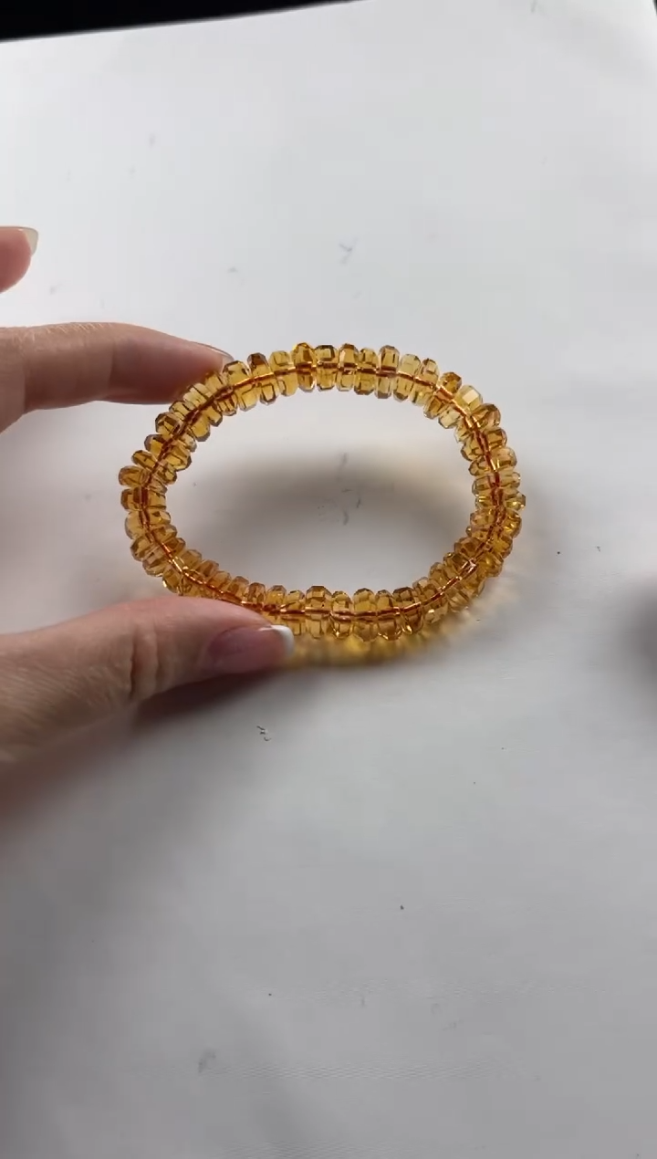 【闪购商品】黄晶手链未镶嵌天然黄水晶烟花切面手串9mm