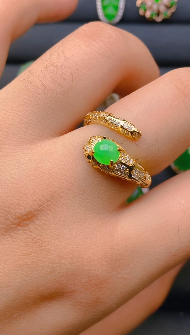 【闪购商品】翡翠戒指银S925镶嵌天然A货翡翠1