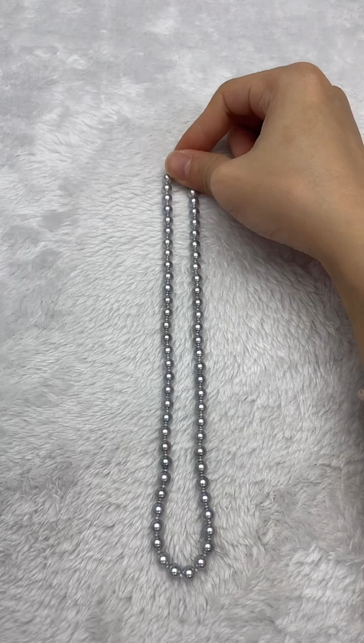 项链银S925镶嵌海水珍珠AK真多麻6-6.5mm