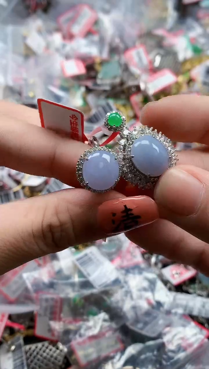 银S925镶嵌戒指翡翠天然A货缅甸翡翠