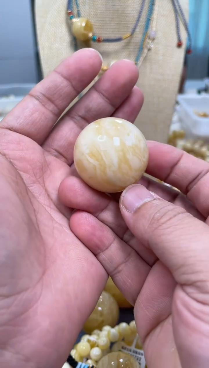 【闪购商品】琥珀颈饰未镶嵌琥珀蜜蜡圆珠33mm