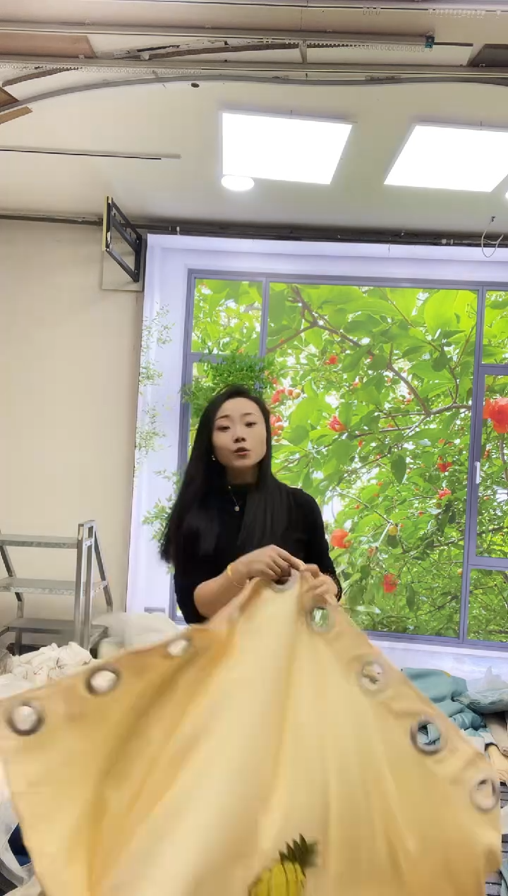 混纺棉麻菠萝 5米对开 打孔  孤品窗帘