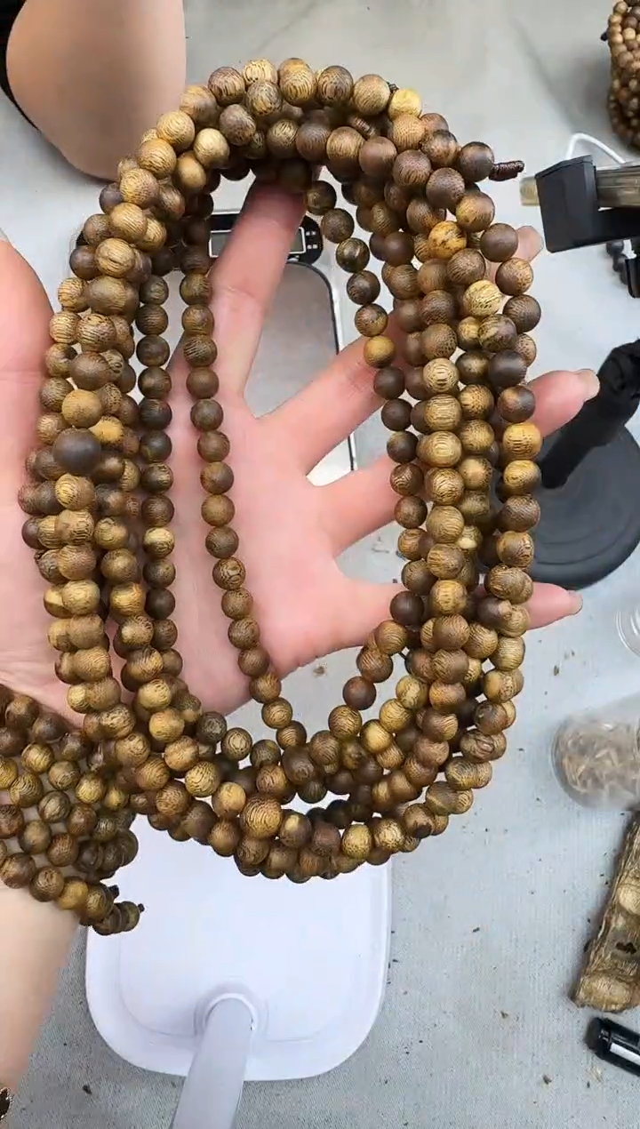 沉香手串0821白棋圆珠多圈多样性发一