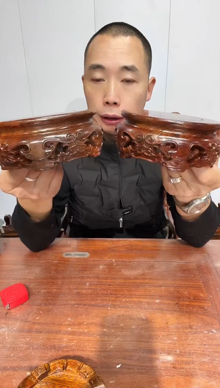 木老花圆形14*15.5*6.5精工款雕刻  两个