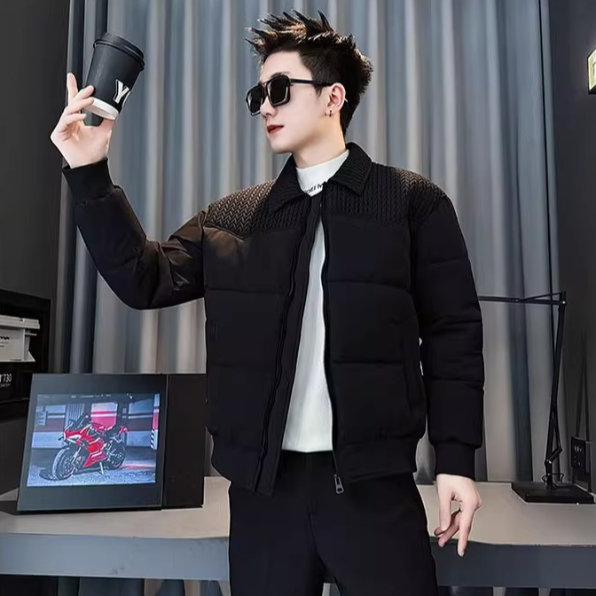 男士冬季短款时尚休闲潮流百搭韩版保暖棉服男款秋冬立领加厚棉衣