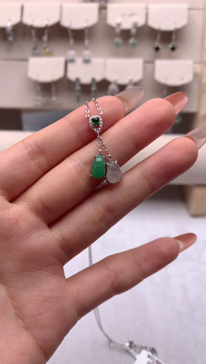 【闪购商品】翡翠项链银S925镶嵌3号