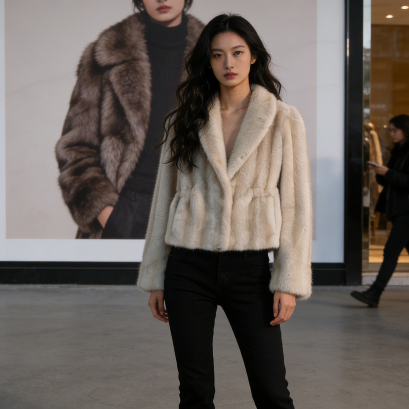 【晚冬的温柔】2025新款厚款款短装上衣环保皮草女年终促销气质轻奢