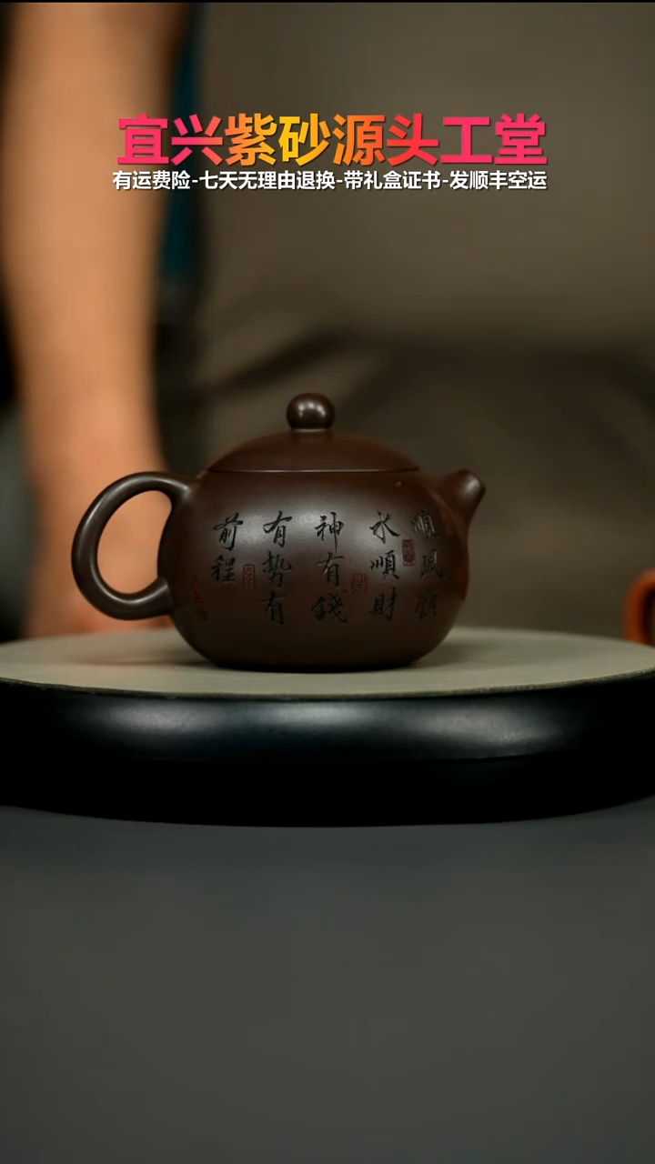 茶壶紫砂李传荣紫茄泥金蟾西施320CC