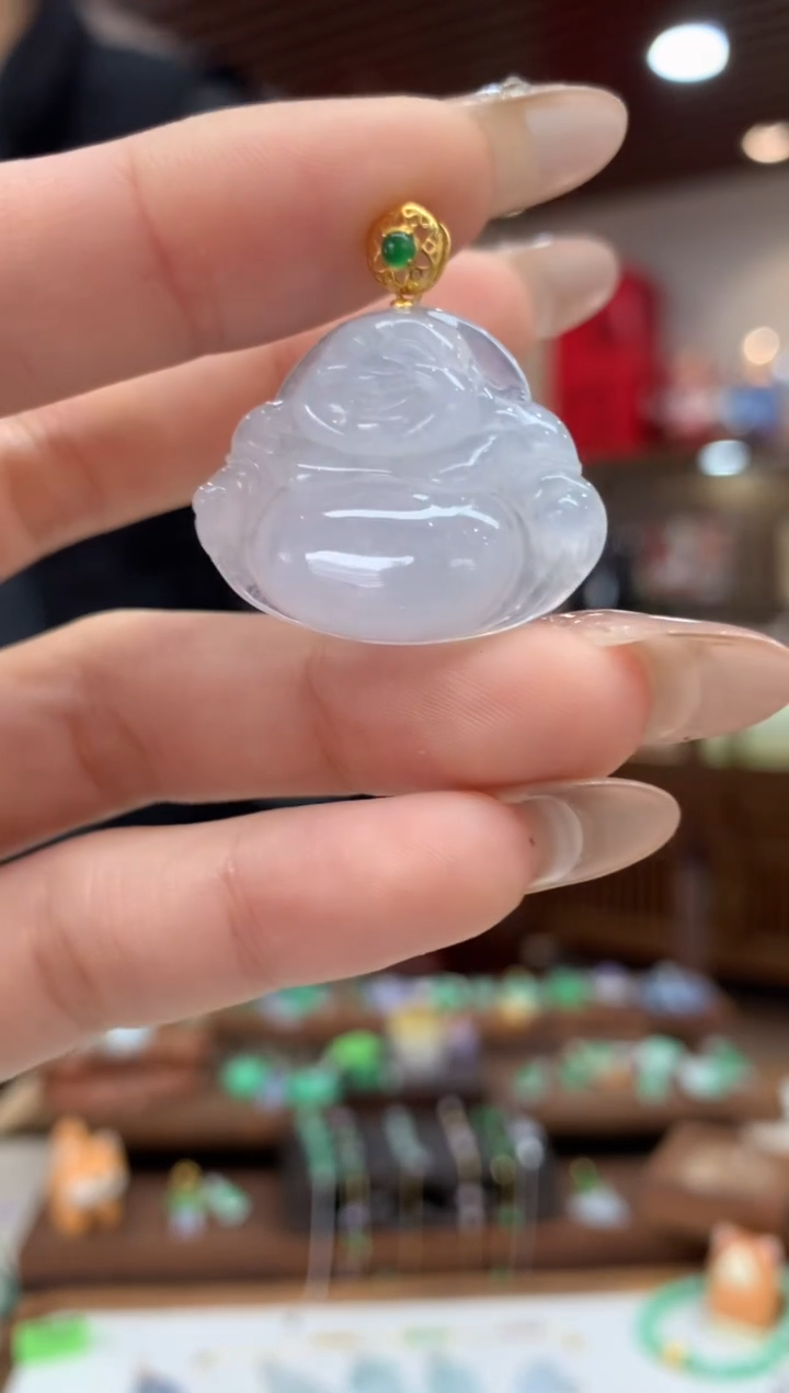 【闪购商品】翡翠吊坠(不含链)18K金镶嵌佛公
