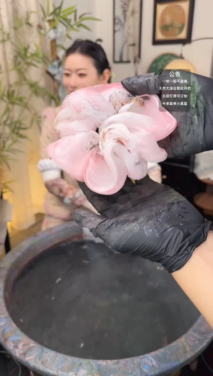 78 粉色碎花 大贝壳发圈