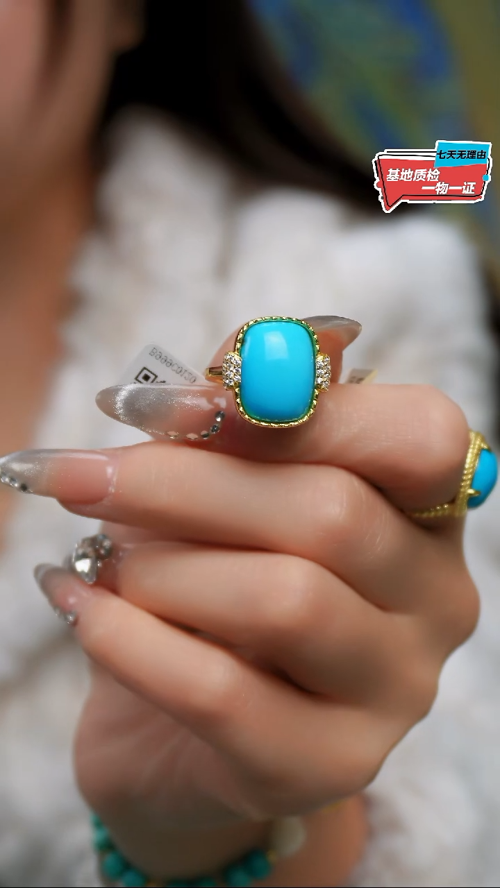 【闪购商品】绿松石戒指银S925镶嵌发货一件