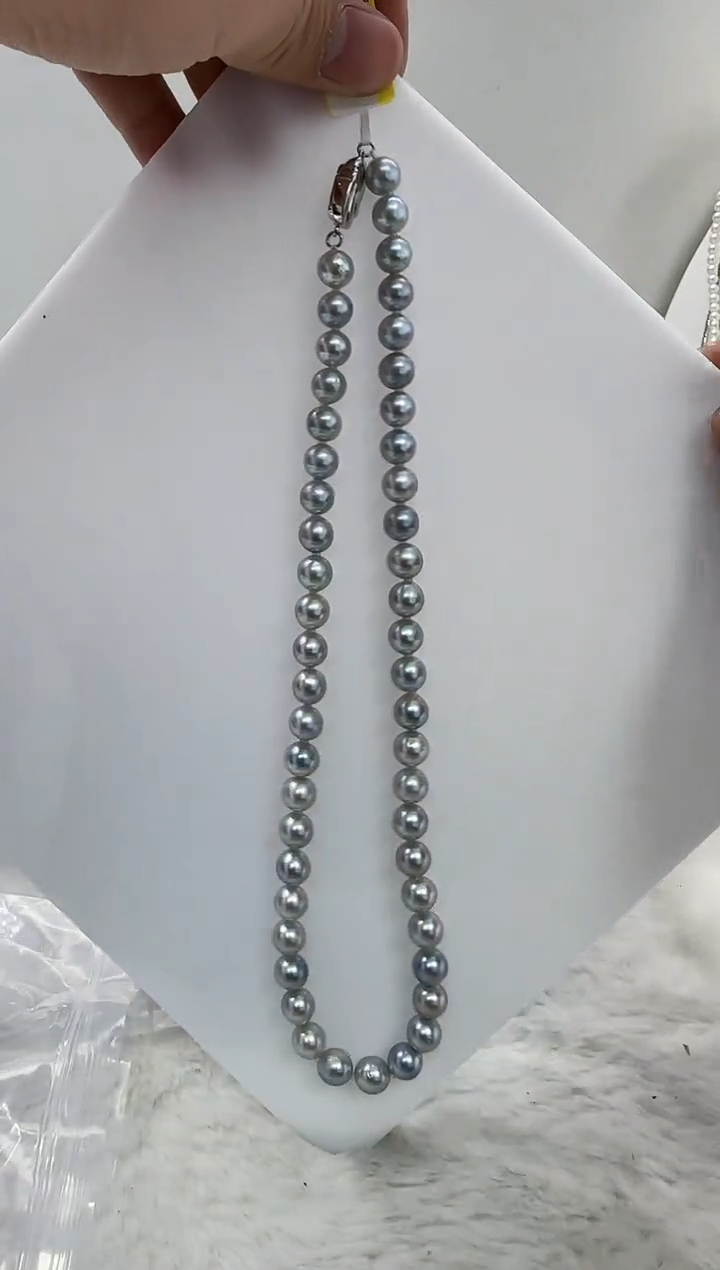 【闪购商品】海水珍珠DA银S925镶嵌t824 灰珠串8
