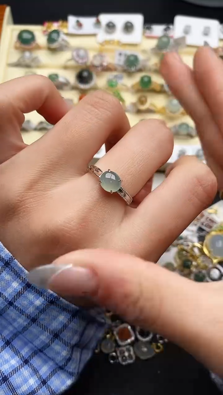 【闪购商品】翡翠戒指银S925镶嵌333333333+1