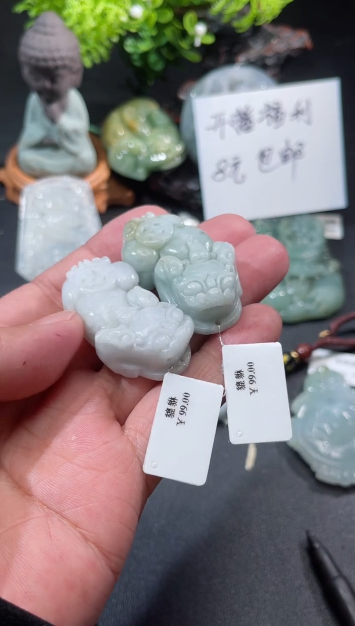 【闪购商品】翡翠颈饰未镶嵌天然缅甸A货翡翠（多样性发货）貔貅一对