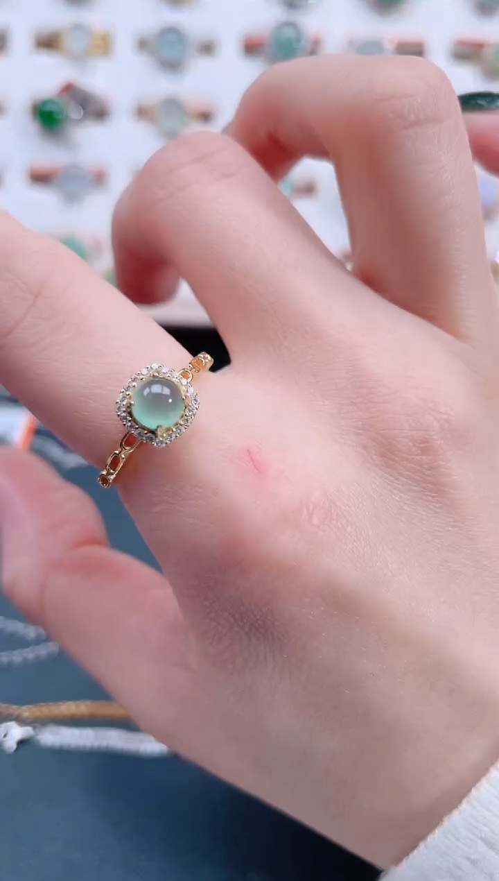 银S925镶嵌戒指翡翠天然翡翠