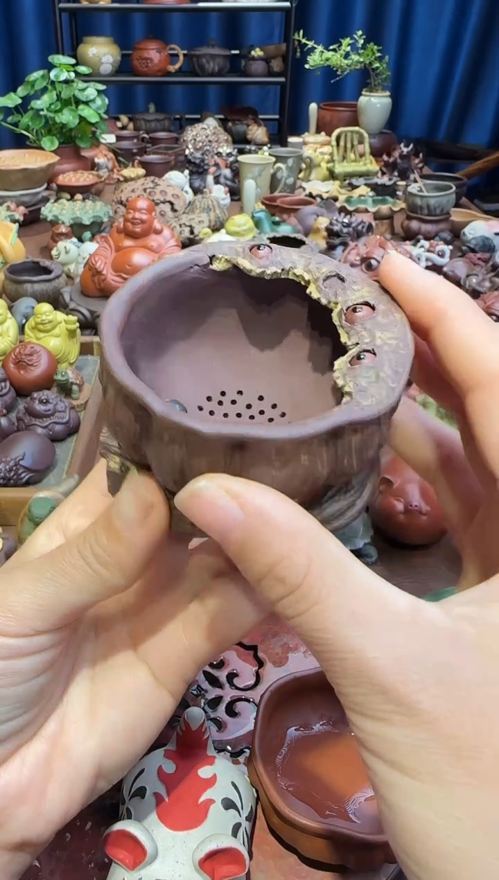 紫砂茶宠紫泥链子茶漏