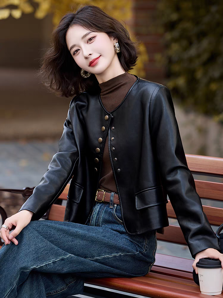 pu皮衣外套女春秋工装高级感夹克百搭秋装2024新款小香风短款上衣