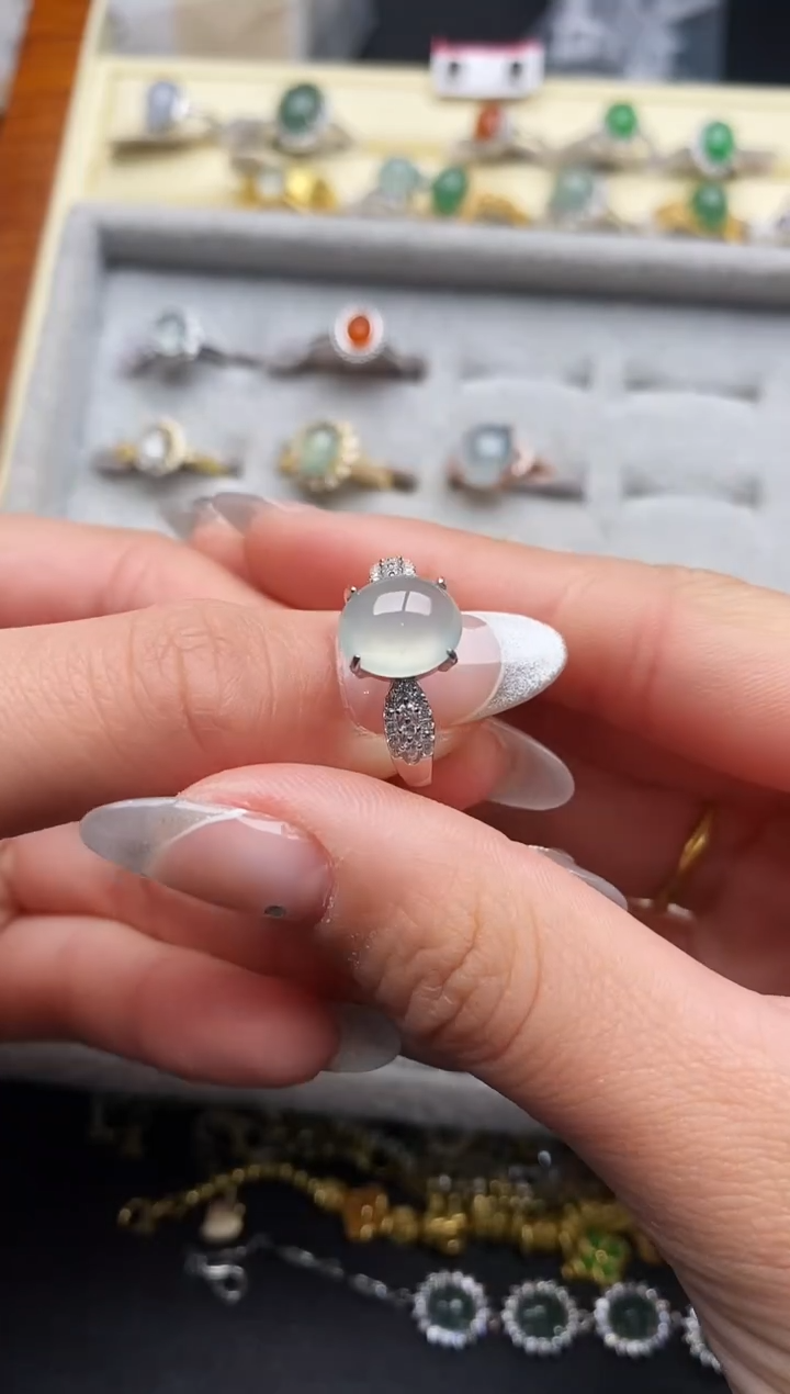 【闪购商品】翡翠戒指银S925镶嵌333333 +8