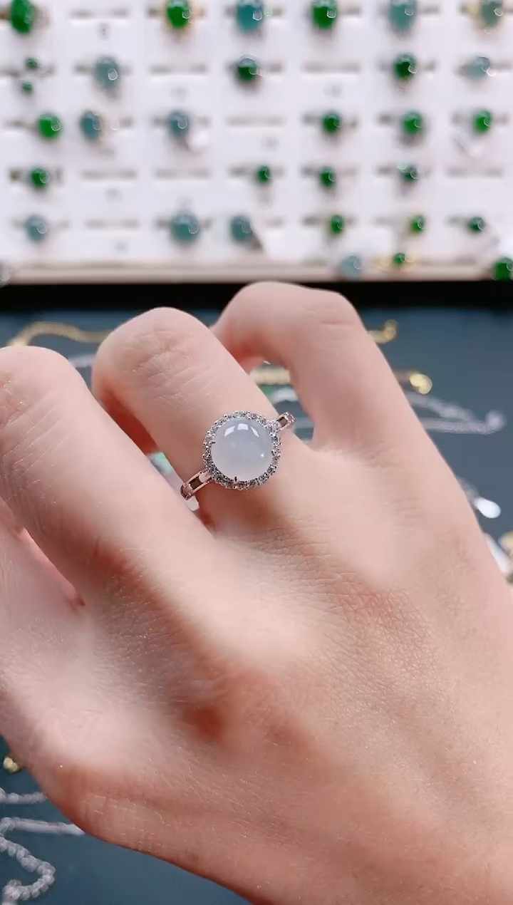 【闪购商品】翡翠戒指银S925镶嵌天然翡翠