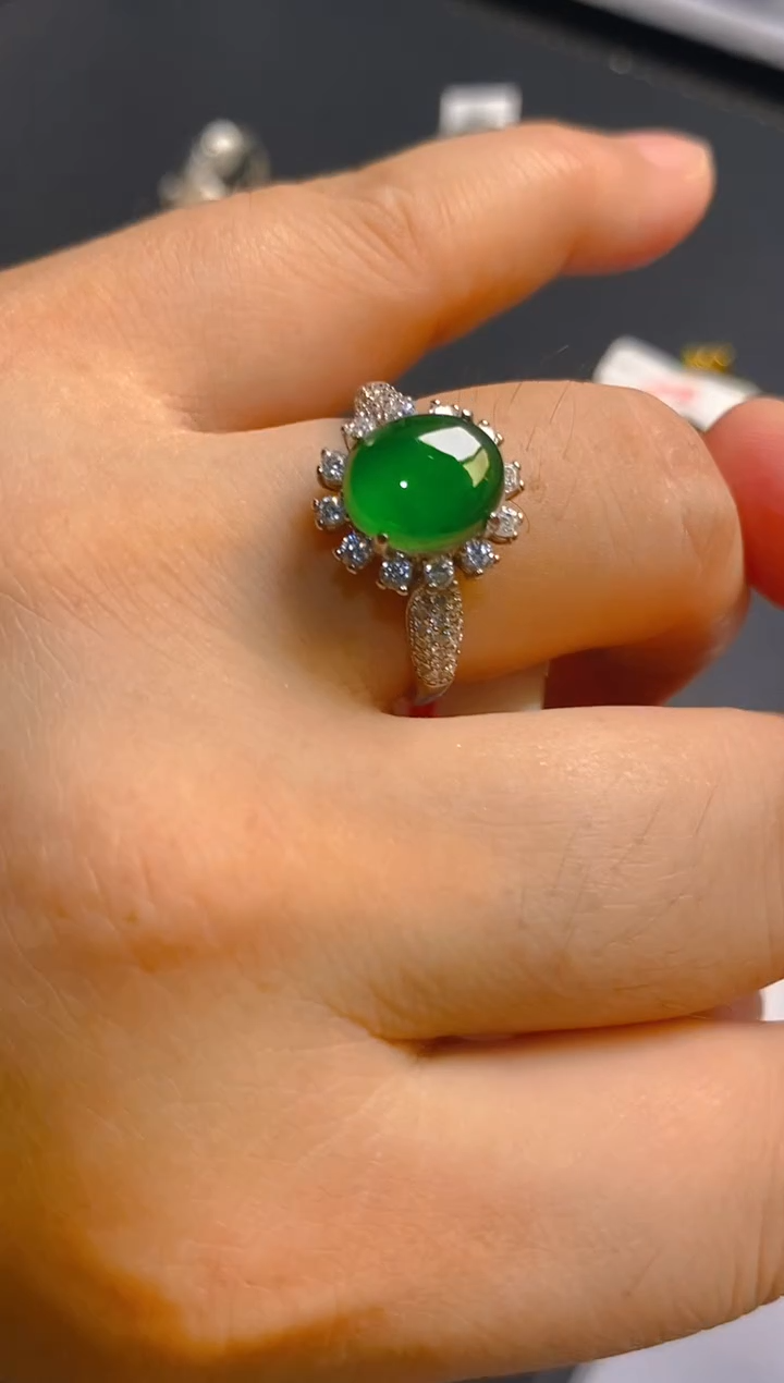 翡翠银S925镶嵌耳饰天然A货翡翠1