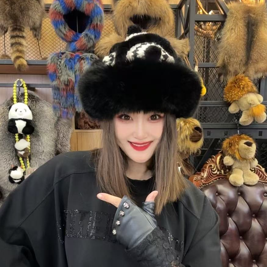 宇之媛 男女同款醒狮帽 时尚个性  真毛醒狮帽 秋冬保暖 281 