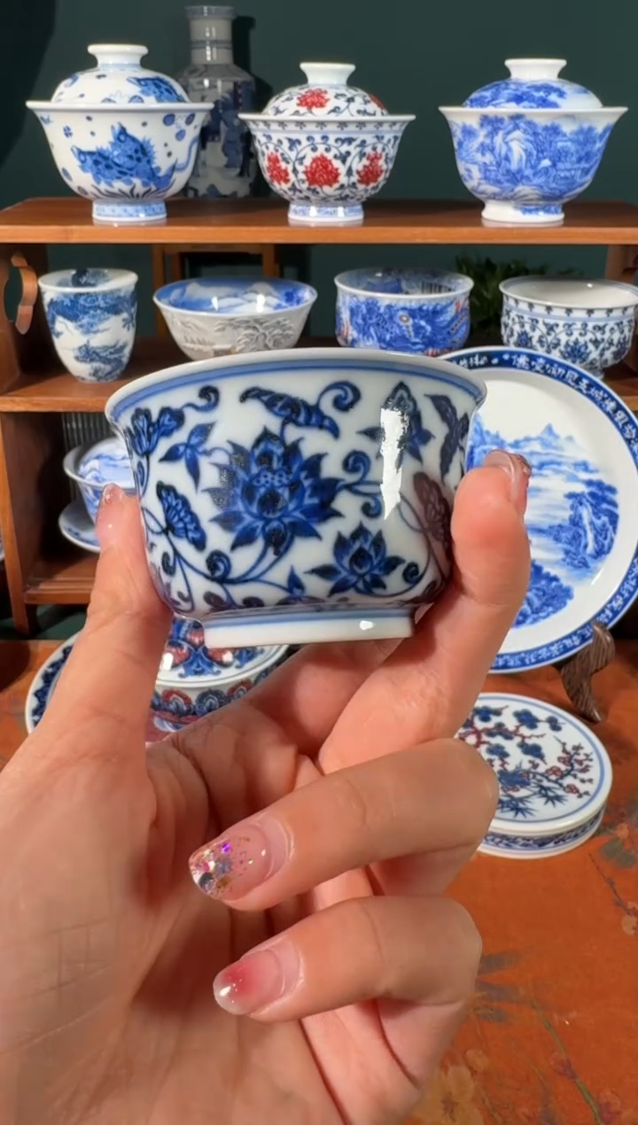 【闪购商品】杯刘建锋窑缠枝莲墩式杯