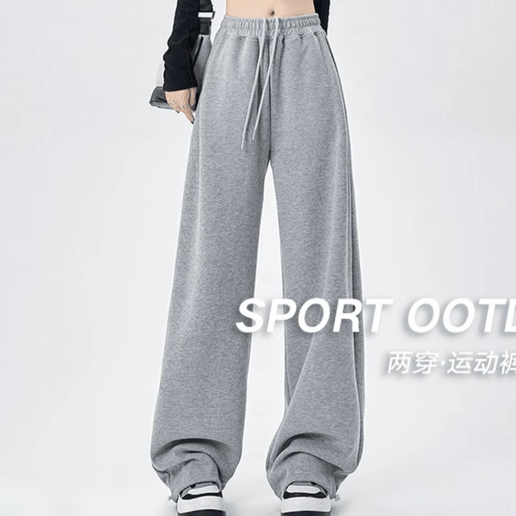 秋冬高腰休闲阔腿裤重工厚款立体有型百搭显瘦可束脚宽松卫裤C335