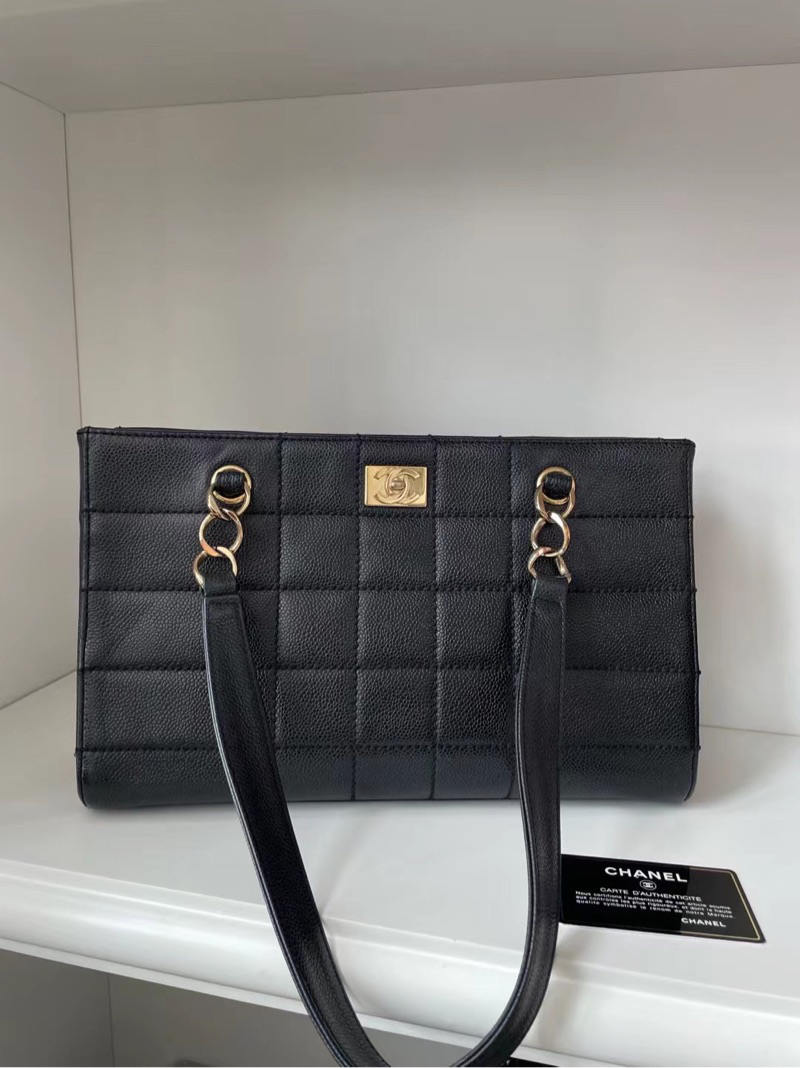 95新 Chanel/香奈儿 2839 Chanel 中古黑金冰格单肩包
