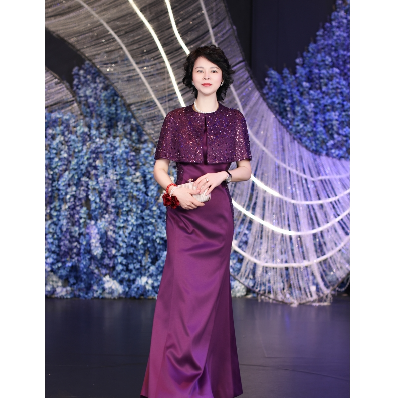 BOFEINA/帛妃娜高定礼服显瘦气质高贵时尚婚宴长款宴会妈妈装名媛