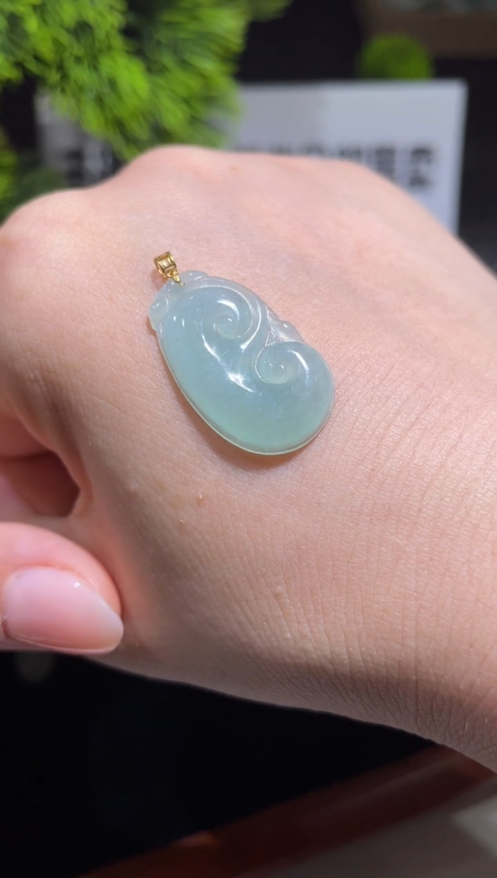 翡翠18K金镶嵌吊坠(不含链)00057182