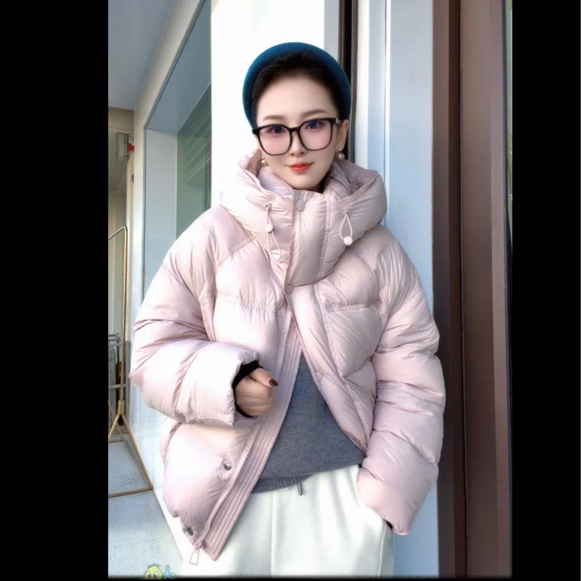 防风袖糖果色羽绒服