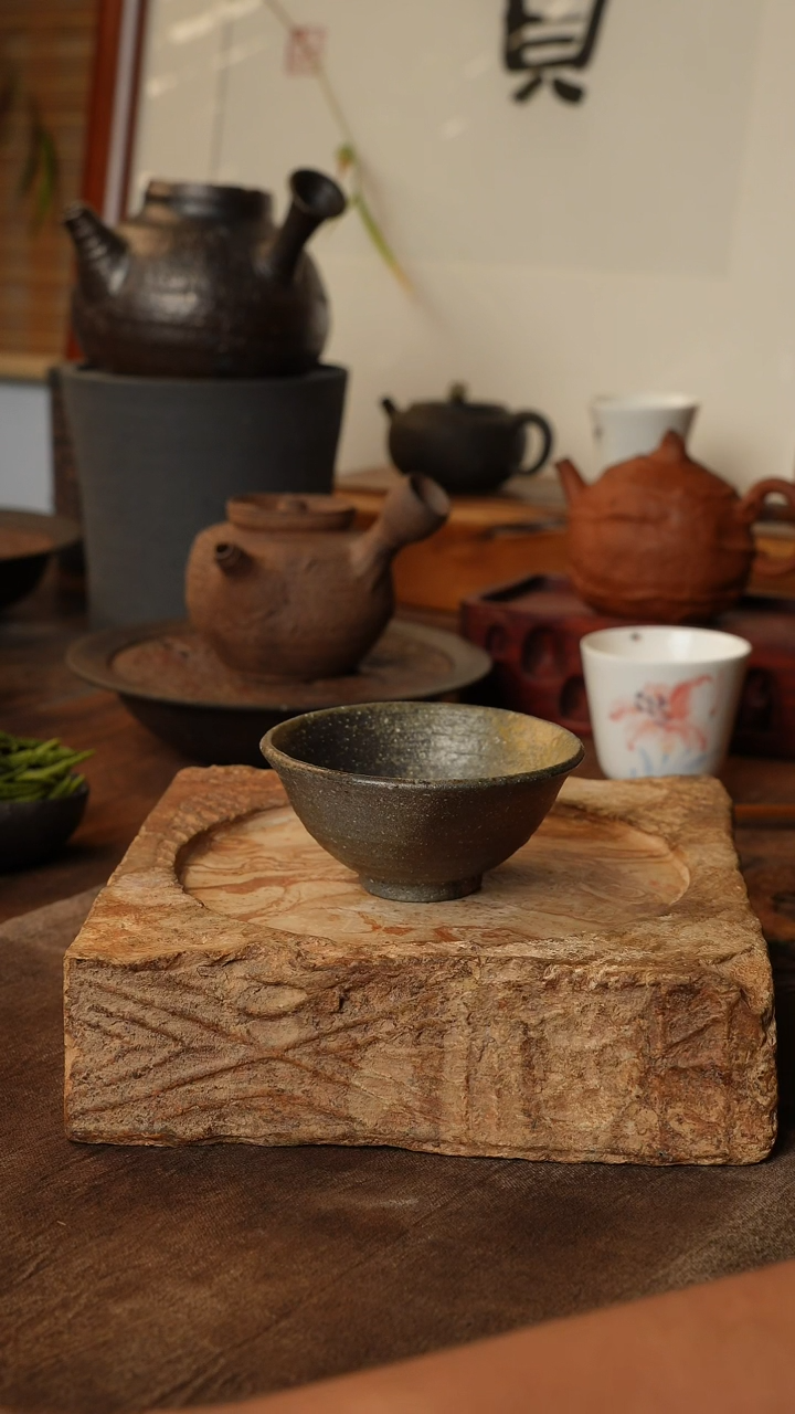 柴烧精品斗笠主人杯  