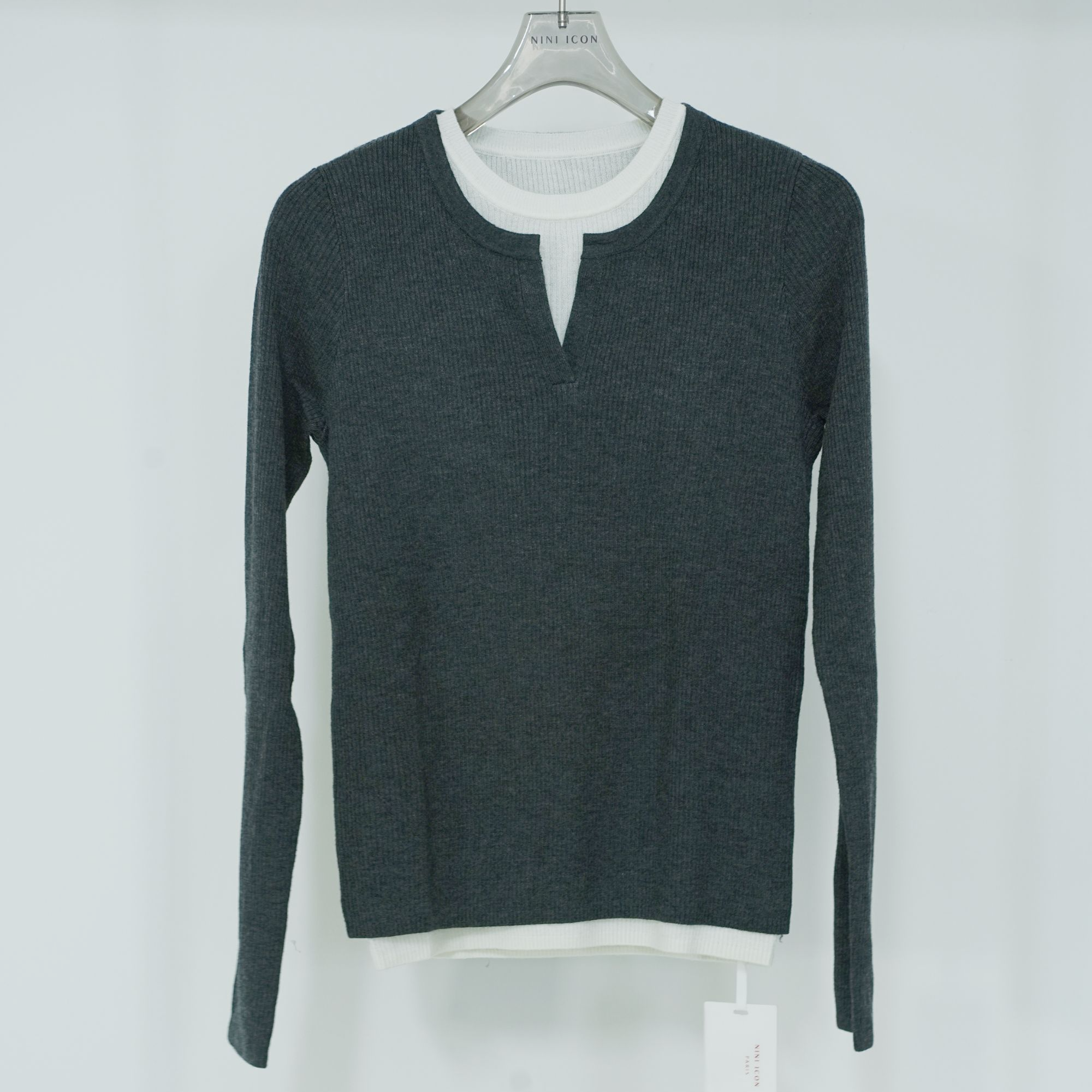 【NINI ICON商场同款清仓】设计感假两件内搭上衣21195