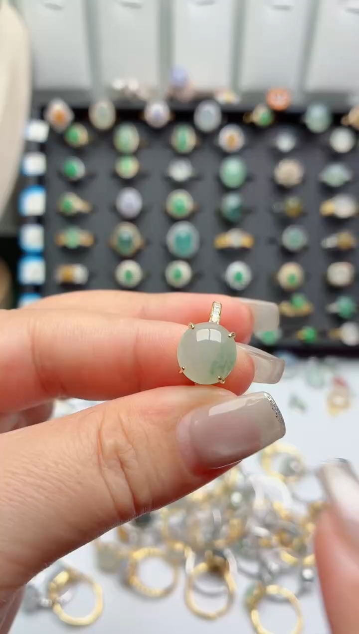 银S925镶嵌戒指翡翠.