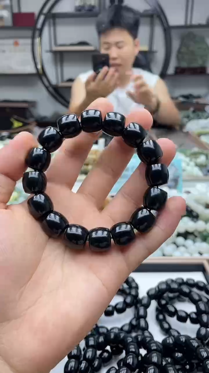 手串未镶嵌和田玉新疆塔县黑青14直切